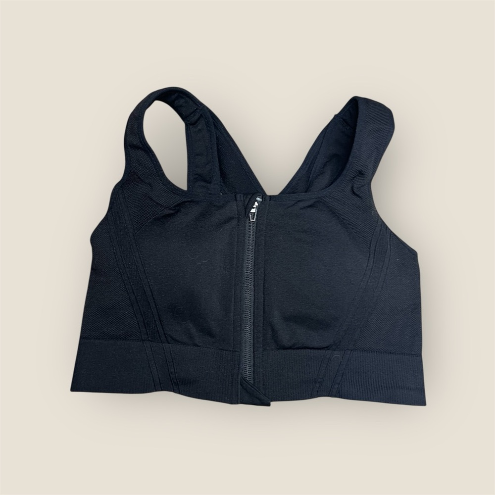 Front Zip Sports Bra- Size Large in Black